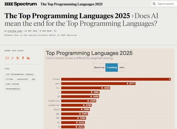 Top Trending Programming Languages in 2025 from IEEE Spectrum